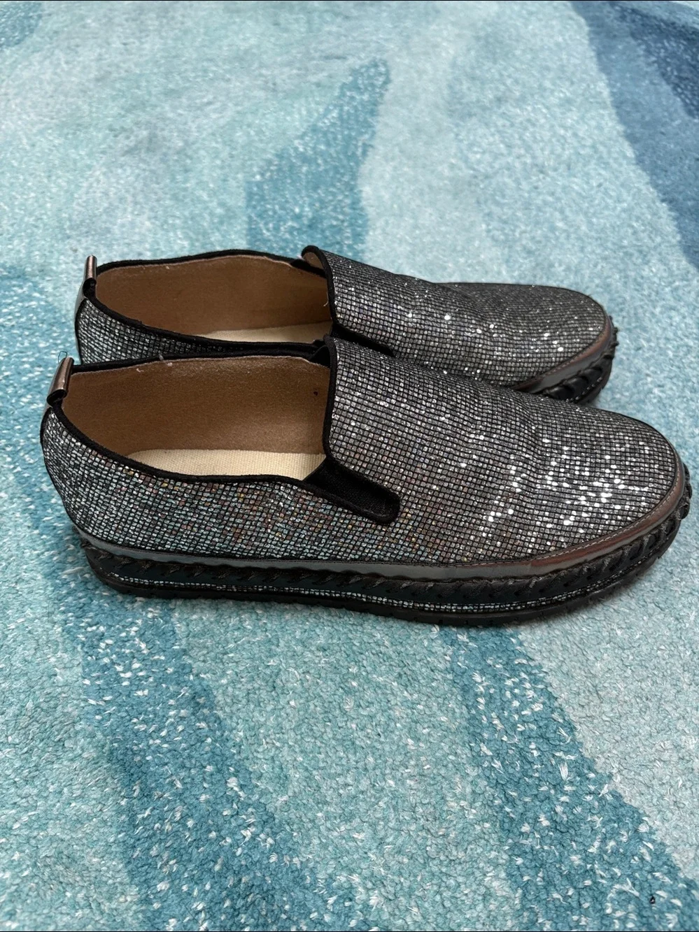 Jolimall Slip On Sparkly Shoes, Sz 10